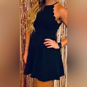 Black Scalloped Mini Dress